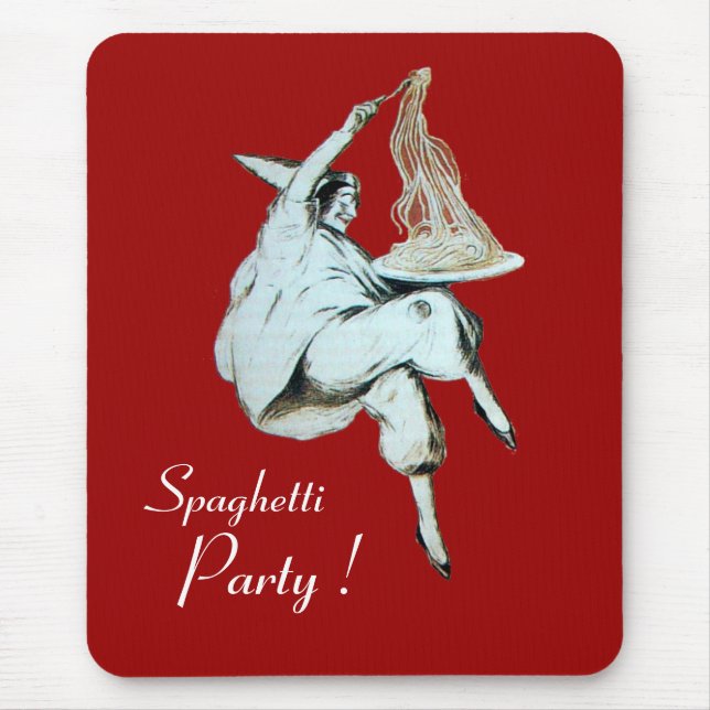 SPAGHETTI PARTY ITALIAN KITCHEN, RESTAURANT red Mouse Pad (Front)