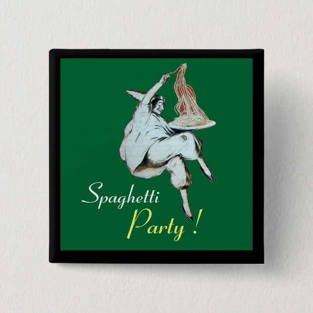 SPAGHETTI PARTY ITALIAN KITCHEN, RESTAURANT red Pinback Button (Front)