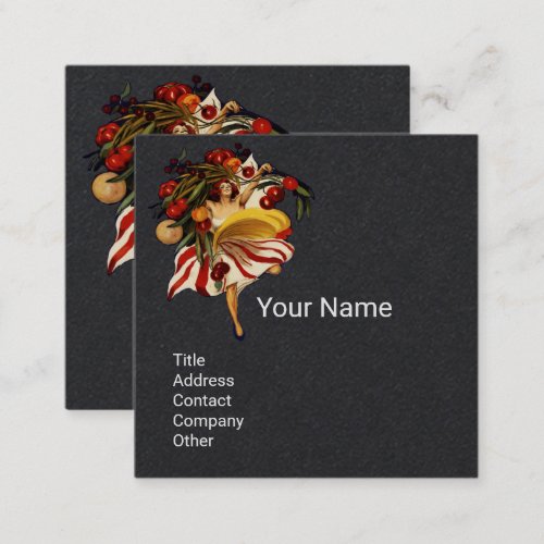 SPAGHETTI PARTY TALIAN KITCHEN TOMATOES Black Square Business Card