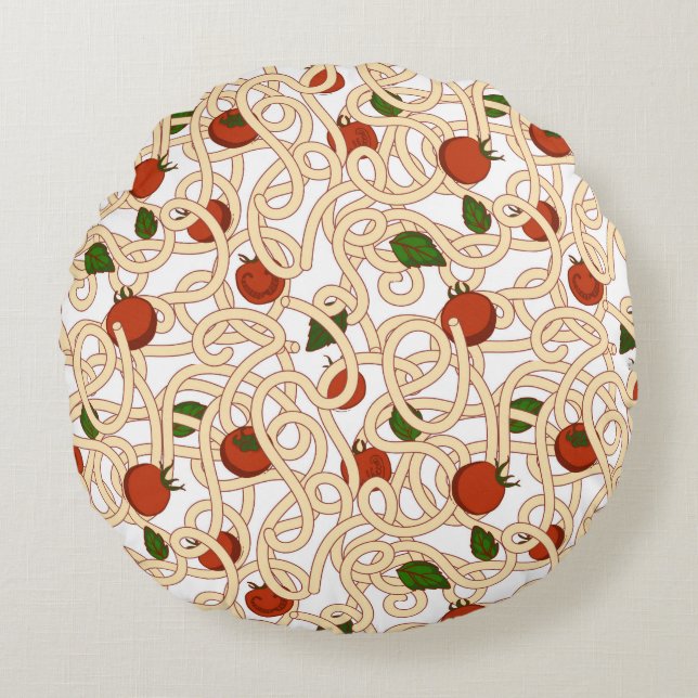 Spaghetti pasta Italian food with tomato Round Pillow (Front)