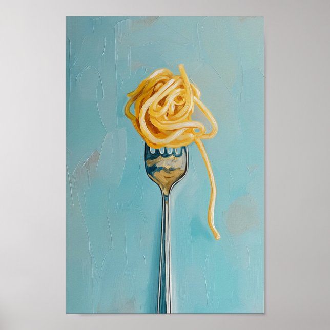 Spaghetti Pasta on Fork Wall Art for Kitchen (Front)