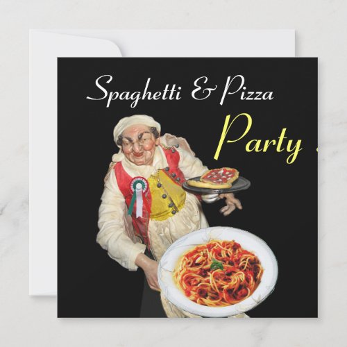 SPAGHETTI  PIZZA PARTYITALIAN KITCHEN red black Invitation