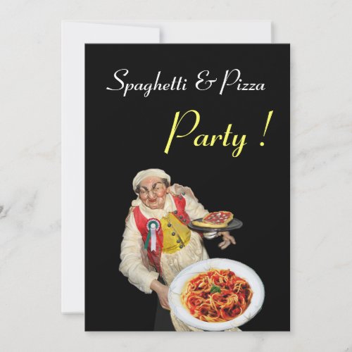 SPAGHETTI  PIZZA PARTY  RESTAURANT black Invitation