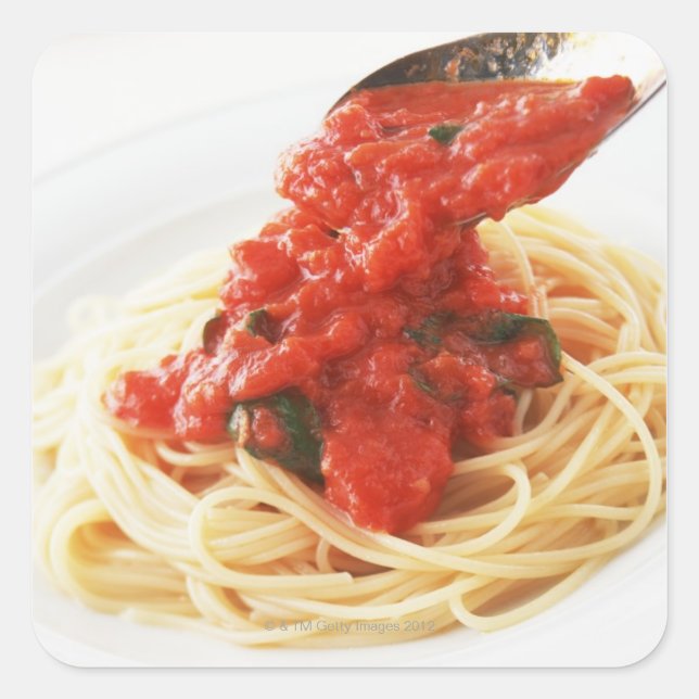 Spaghetti Pomodoro Square Sticker (Front)