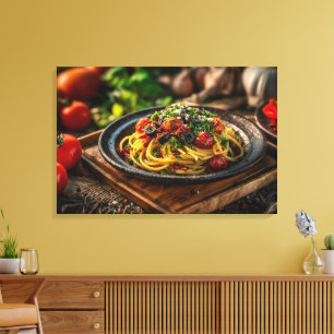 Spaghetti Puttanesca with Fresh Tomatoes and Olive Canvas Print