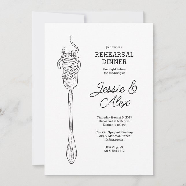 Spaghetti Rehearsal Dinner  Invitation (Front)