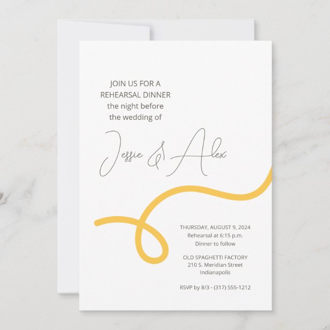 Spaghetti Rehearsal Dinner Invitation (Front)