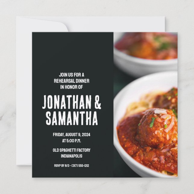 Spaghetti Rehearsal Dinner Invitation (Front)