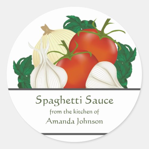 Spaghetti Sauce Ingredients Classic Round Sticker