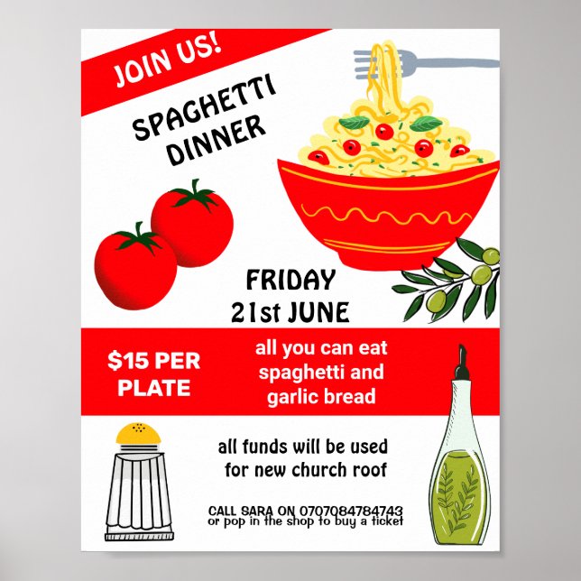 Spaghetti spag bowl fundraiser poster (Front)