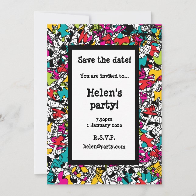 Spaghetti Tangle Save The Date Card (Front)