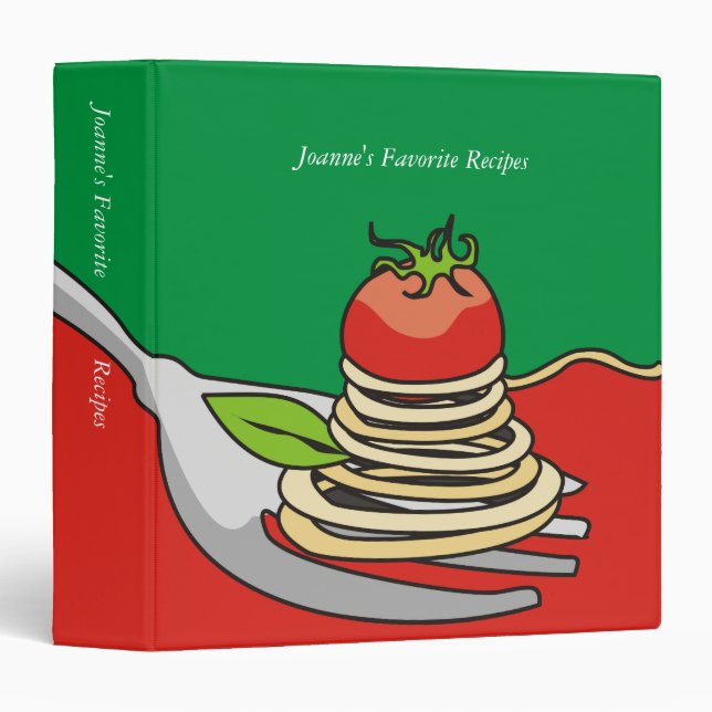 Spaghetti tomato Italian food recipe binder (Front/Spine)