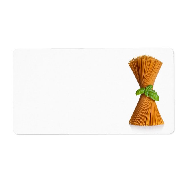 Spaghetti With Basil Isolated On White Background Label (Front)