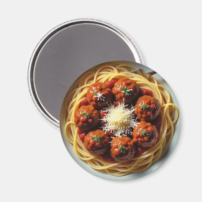 Spaghetti with Meatballs Dinner Magnet (Front/Back)