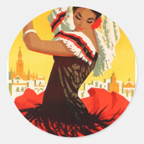Spain 1959 Seville April Fair Poster Classic Round Sticker