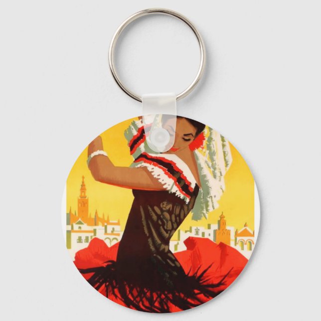 Spain 1959 Seville April Fair Poster Keychain (Front)
