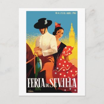 Spain 1961 Seville April Fair Poster Postcard by Retrographica at Zazzle