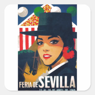 Spain 1969 Seville April Fair Poster Square Sticker