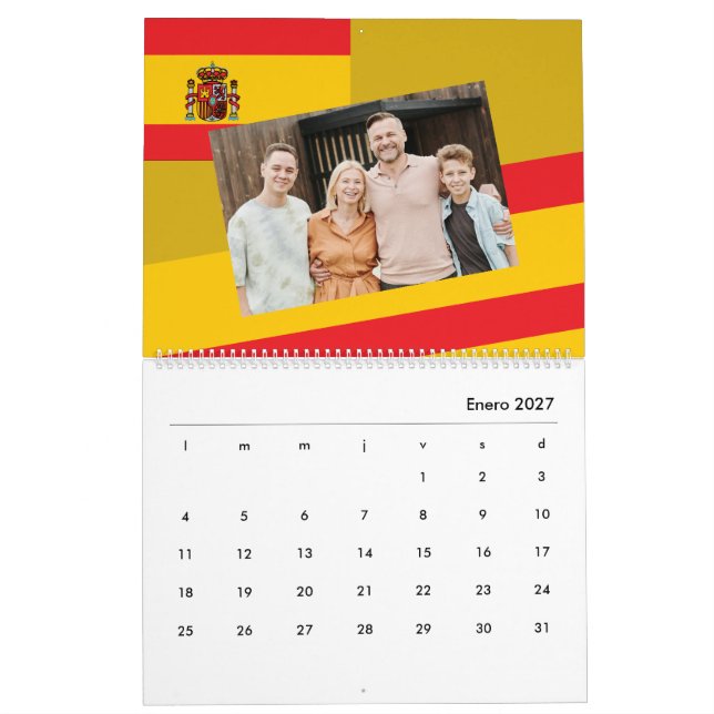 Spain | Add Your Photo Spanish Flag 2026 Calendar (Jan 2027)
