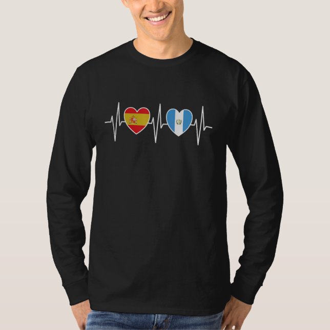Spain And Guatemala Guatemalan Flag Flags T-Shirt (Front)