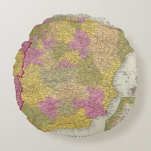 Spain And Portugal 2 Round Pillow (Front)