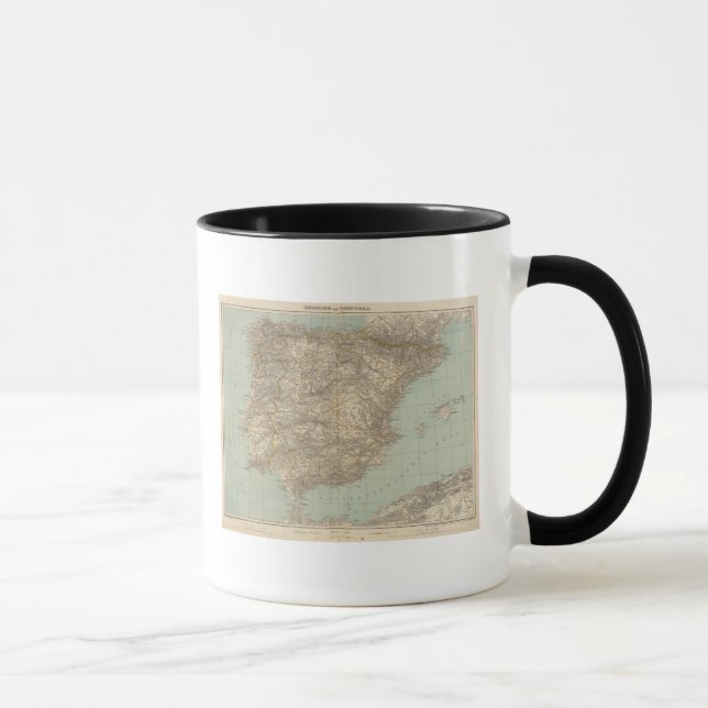 Spain And Portugal Atlas Map Mug (Right)