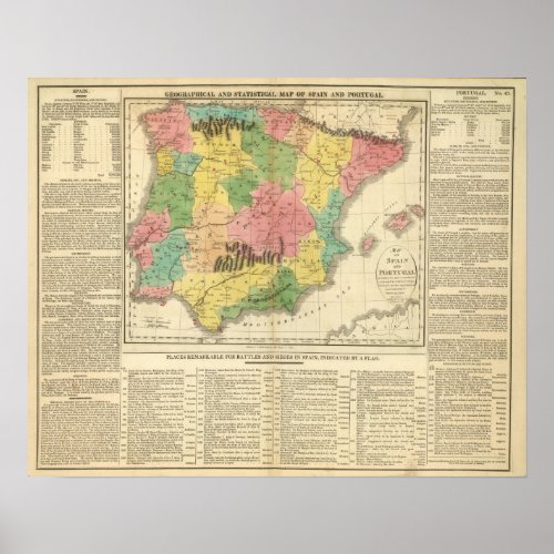 Spain and Portugal Chronology Map Poster