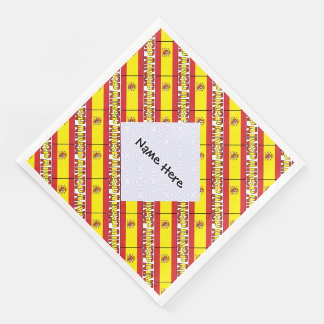 Spain and Spanish Flag Tiled Personalized  Paper D Dinner Napkins (Corner)