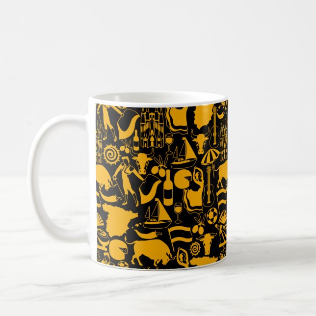 Spain and Spanish Traditions Black and Orange Coffee Mug (Left)