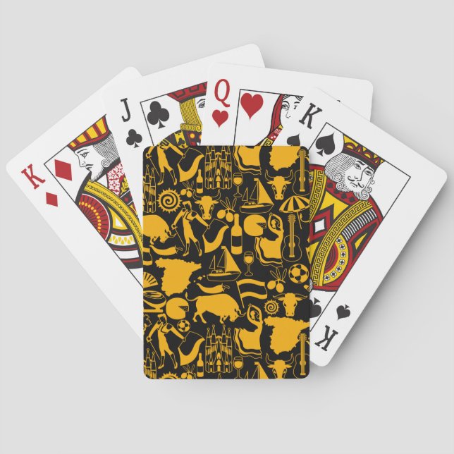 Spain and Spanish Traditions Black and Orange Poker Cards (Back)