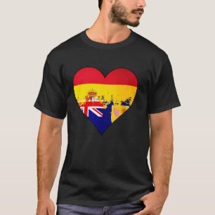 Spain and Turks Caicos Heart Heritage Flag T-Shirt
