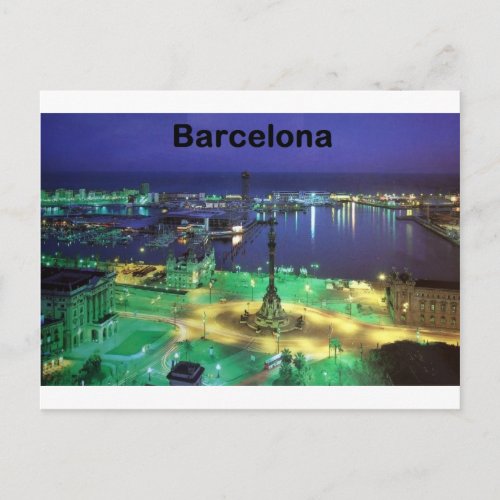 Spain Barcelona Night View StK Postcard