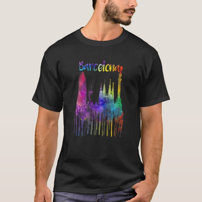 Spain Barcelona Painting Catalonia Visitor Spanish T-Shirt (Front)