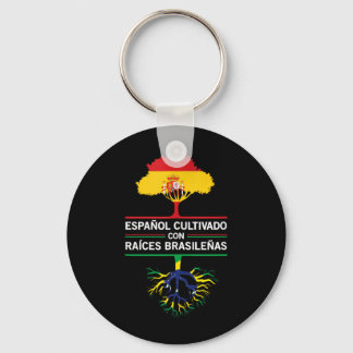 Spain Brazil Flags Heritage Gift Expat Fans Keychain
