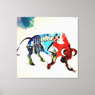 Spain Bull Vintage Travel Love Watercolor Canvas Print
