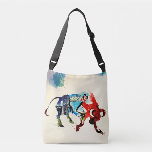 Spain Bull Vintage Travel Love Watercolor Crossbody Bag