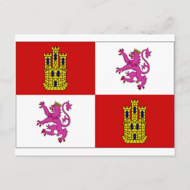 Spain Castilla Leon Flag Postcard (Front)