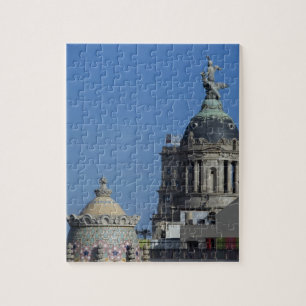 Spain, Catalonia, Barcelona. Barcelona roof top 2 Jigsaw Puzzle
