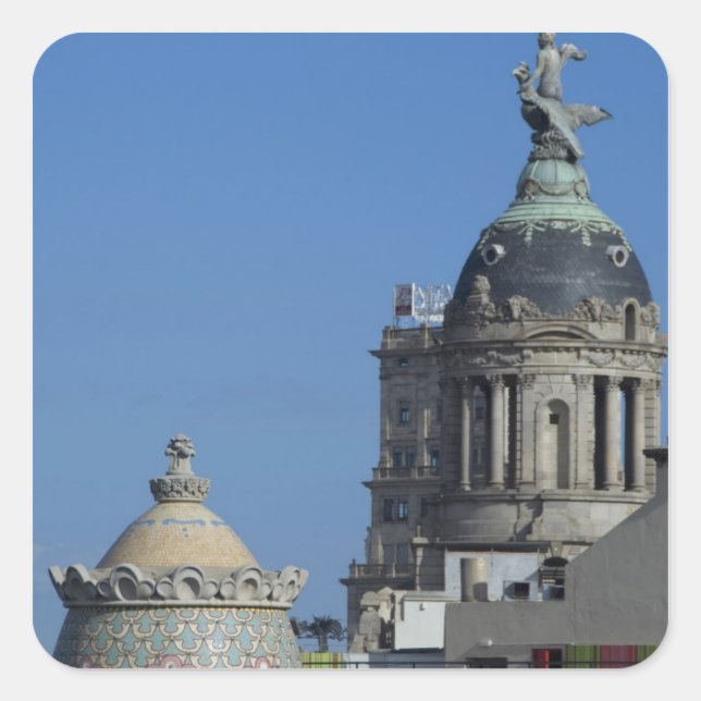Spain, Catalonia, Barcelona. Barcelona roof top 2 Square Sticker (Front)