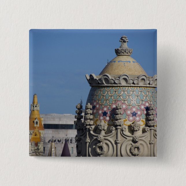 Spain, Catalonia, Barcelona. Barcelona roof top Button (Front)