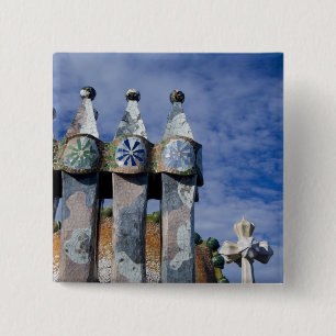 Spain, Catalonia, Barcelona. Casa Batllo (1906). 2 Pinback Button