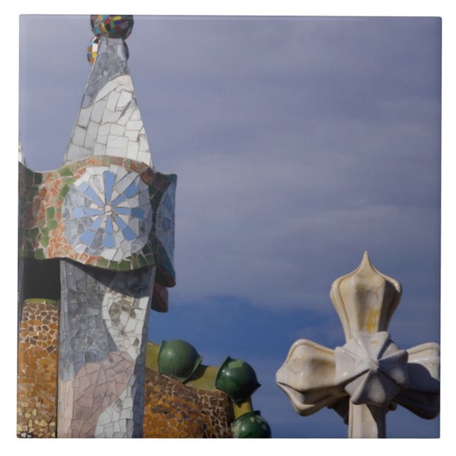 Spain, Catalonia, Barcelona. Casa Batllo (1906). 3 Tile (Front)