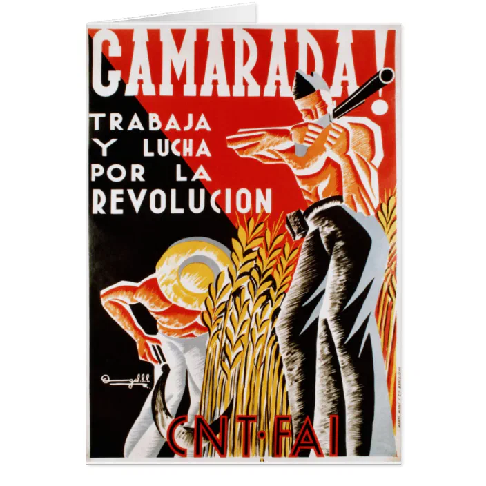Vintage Art Deco CNT FAI Poster 1936 Spanish Revolution Civil War Barcelona 