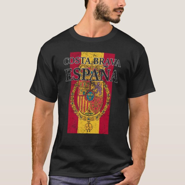 Spain Costa Brava Flag Travel Europe Holiday T-Shirt (Front)