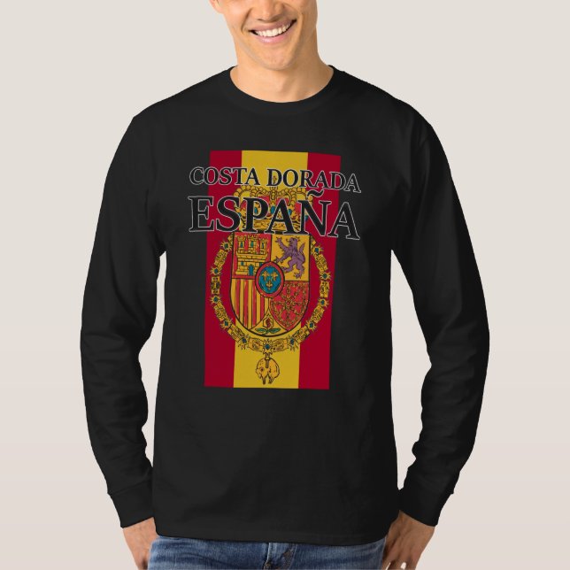 Spain Costa Dorada Flag Travel Europe Holiday T-Shirt (Front)