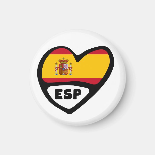 Spain Country Code Flag Heart, ESP Magnet (Front)