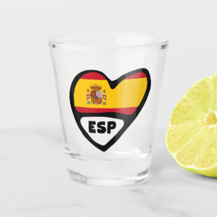 Spain Country Code Flag Heart, ESP Shot Glass
