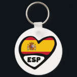 Spain Country Code Flag Heart Keyring, ESP Keychain<br><div class="desc">Spain Country Code Flag Heart Keyring. A cool, cartoon style heart design with the flag and the 3 letter country code of the country. These alpha-3 country codes are used world wide in such fields as communications, travel and sports. And are useful in identifying and differentiating different countries by having...</div>