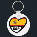 Spain Country Code Flag Heart Keyring, ESP Keychain<br><div class="desc">Spain Country Code Flag Heart Keyring. A cool, cartoon style heart design with the flag and the 3 letter country code of the country. These alpha-3 country codes are used world wide in such fields as communications, travel and sports. And are useful in identifying and differentiating different countries by having...</div>