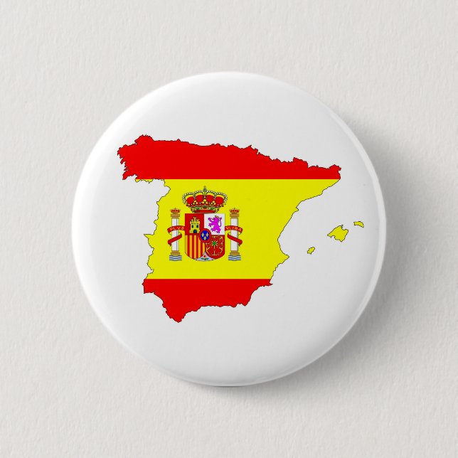 spain country flag map shape spanish pinback button (Front)